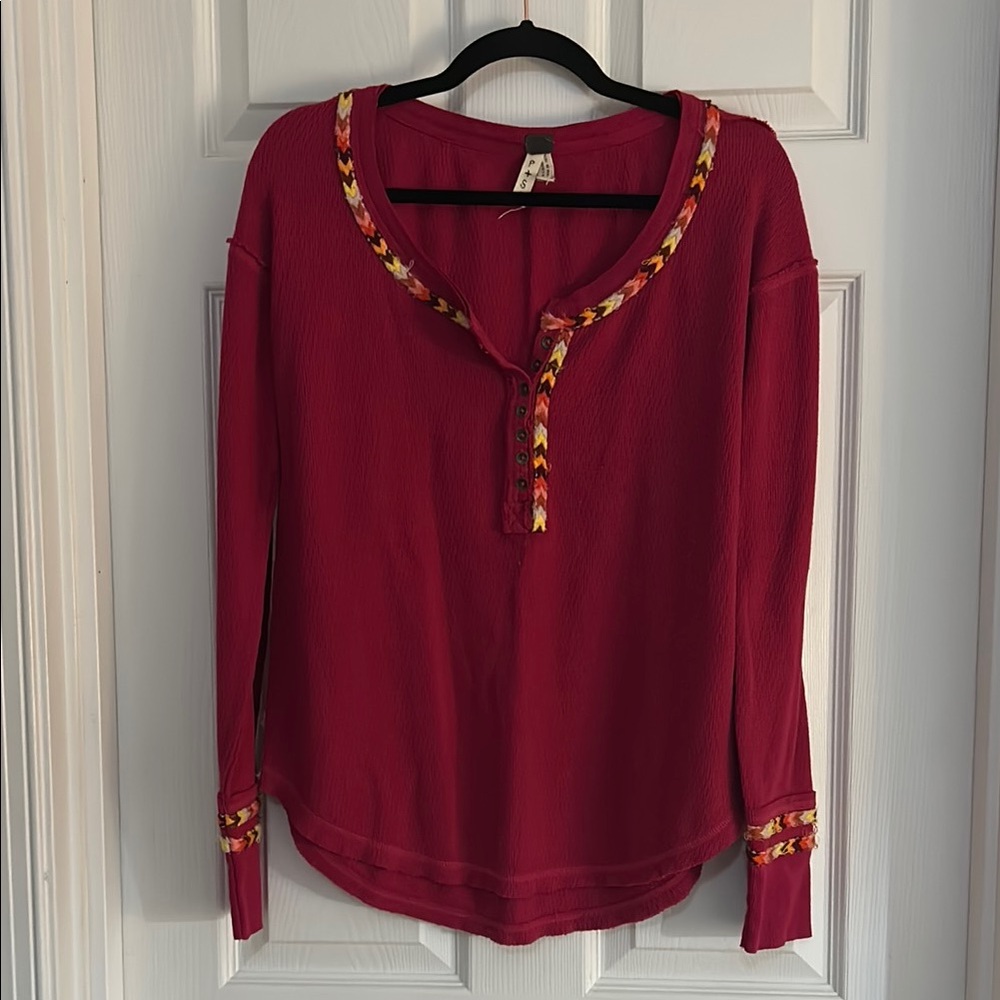 Dark Red bohemian style “We The Free” and Embellished Details!  Like new!